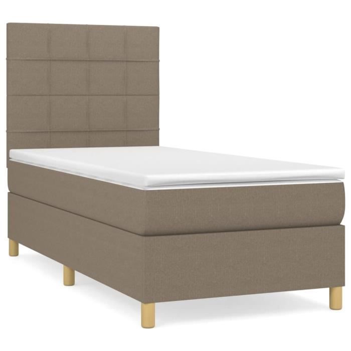 3142301 vidaXL Divan Bed with Mattress Taupe 90x190 Cm Fabric