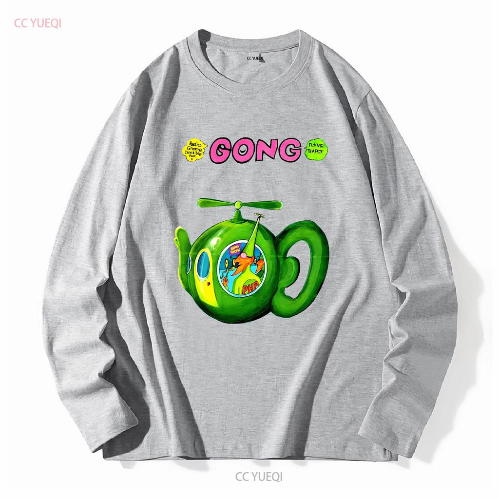 Gong Rock Band Daevid Allen T Shirt Flying Teapot Didier Malherbe Pip Pyle long sleeves vintage Washed Casual Comfortable homme