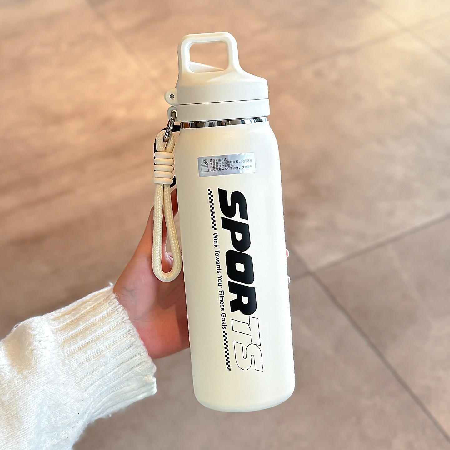 

One-click quick open lid stainless steel thermos cup, new outdoor cycling sports kettle for students, straw water cup 600ml