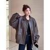 Unisex American Retro Brown Leather Motorcycle Jacket - 2024 Spring/Autumn Collection