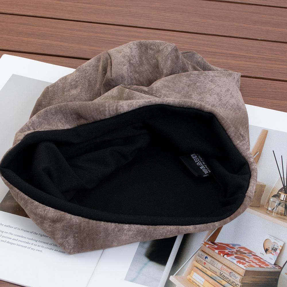 Cold hat big head circumference women's autumn and winter ultra-thin stacking hat new enlarged tie-dye daily miscellaneous bag head hat