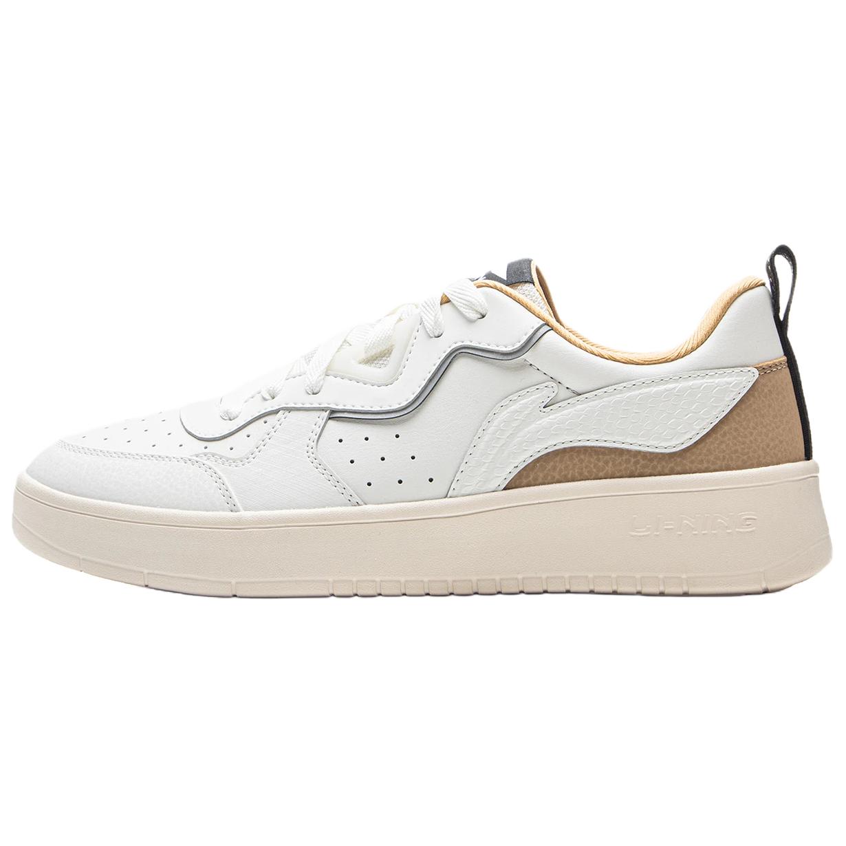 Li Ning Легкие Модные Классические Повседневные Низкие Кеды из Синтетической Кожи Унисекс Белый Коричневый AGCV271-1 44⅓