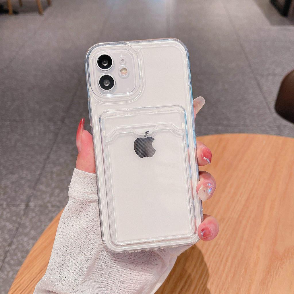 Compatible Transparent Drop-Proof Case with Card Holder for iPhone 11, 12, 15, 16, 17 Air & 17 Pro Max.