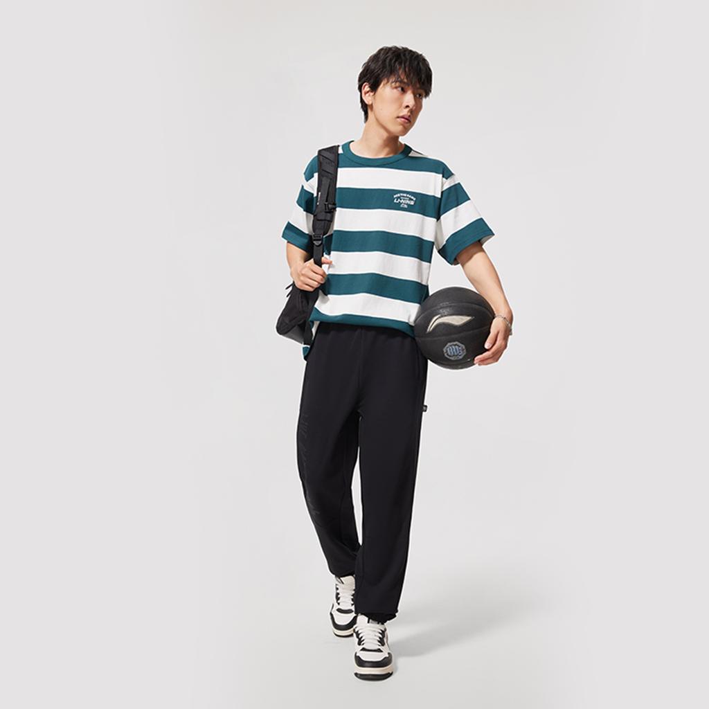 Li-Ning Σειρά Μπάσκετ Γράμμα Μεσοκάβαλο με Κορδόνι Αναπνεύσιμο Ευέλικτο Πλεκτό Αθλητικό Παντελόνι Ανδρικό Παντελόνι Μαύρο AKLV085-3