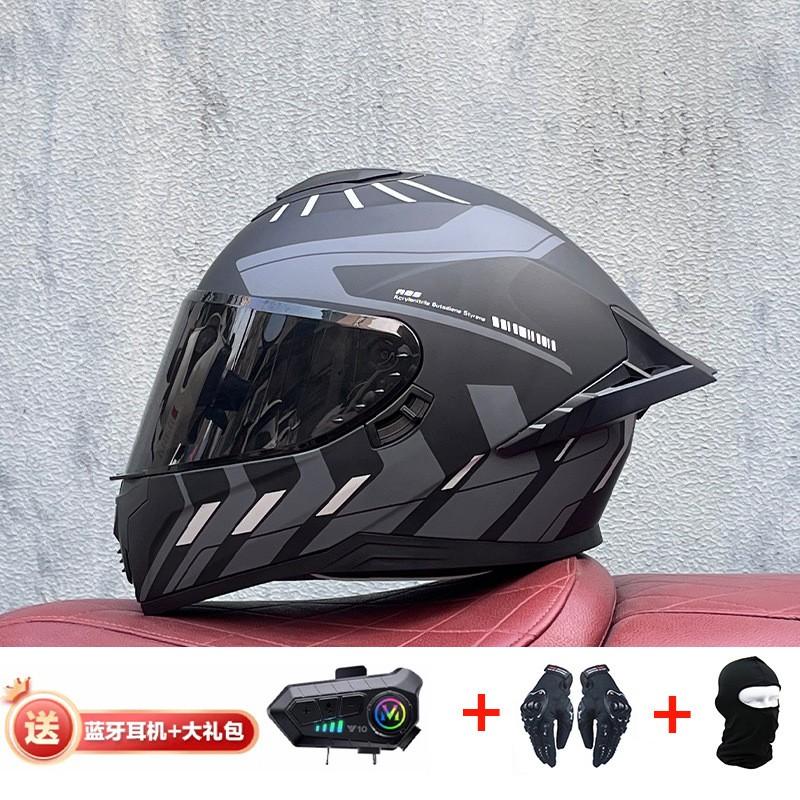 Full Face Motorcycle Helmet With External Bluetooth Module Men Women Large Rear Wing Sport Style DOT Approved