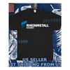 Men's Black Short Sleeve T-shirt with Rheinmetall Defence Graphic Print, Crew Neck, Soft Cotton Blend, Casual Fit for Everyday Wear or Military