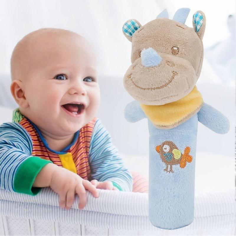 Cartoon Animal Style Baby Infant Rattle Soft Plush Toy Newborn Crib Doll (Rhino)