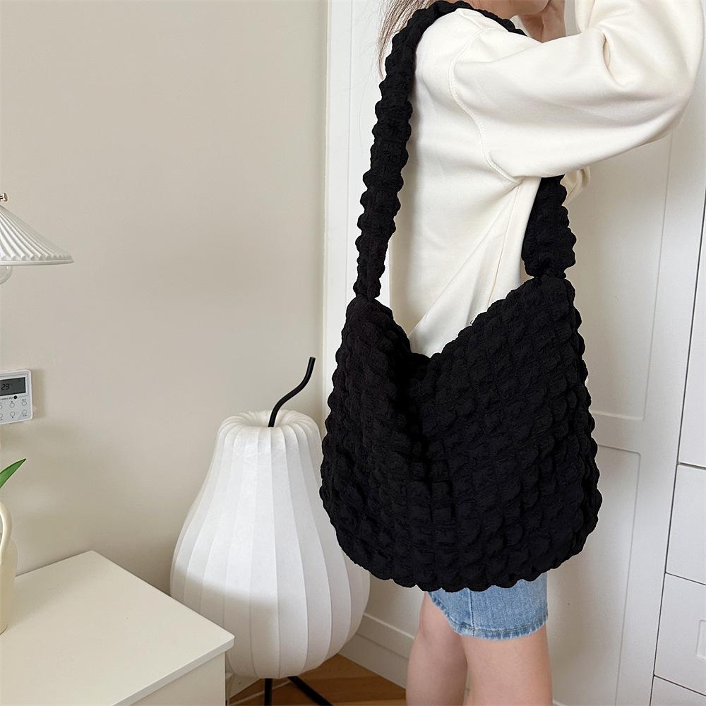 Bubble Pleated Large Capacity Crossbody Bag for Women - 2023 Canvas College Commuter Bag