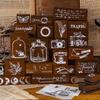 7pcs Wooden Seal Set Clear Carved Three-dimensional Pattern Calligraphy Painting Art DIY Handbook Decoration Personalized Gifts