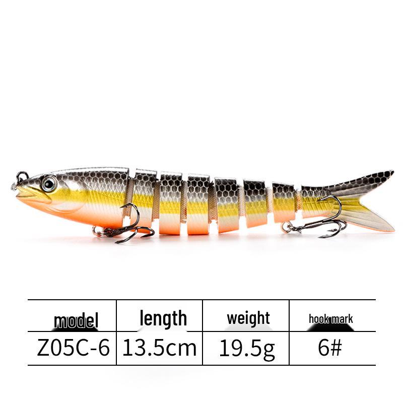 8-Section Multi-Jointed Lure, 13.5cm, Freshwater & Sea Fishing, Long Cast Hard Bait