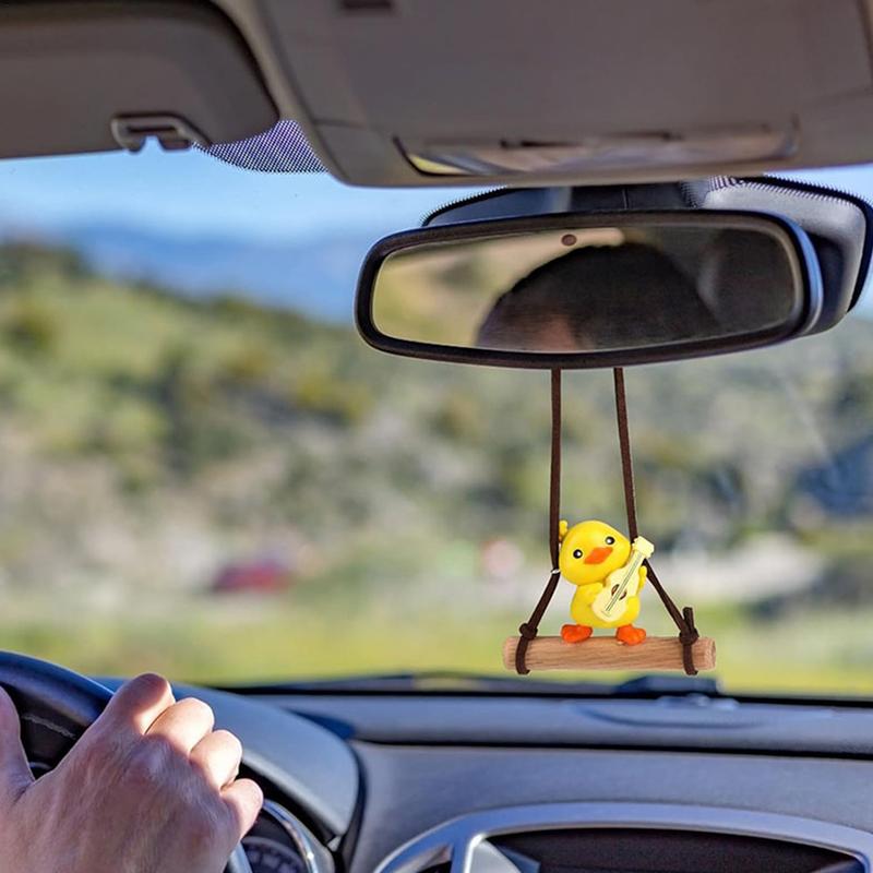 Car Pendant Cute Swing Duck Car Interior Decoration Holiday Swing Duck Rearview Mirror Pendant For Car Accessories