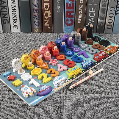 Bebê pesca magnética forma trânsito animal cognição placa logarítmica educação infantil bloco de construção quebra-cabeça brinquedo