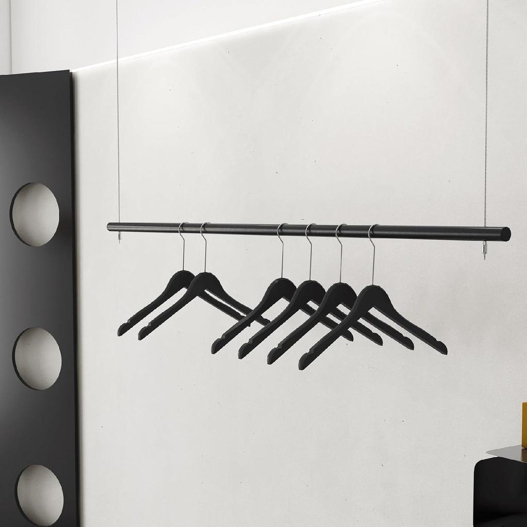 Height Adjustable Metal Clothing Hanging Racks,Commercial Wedding Dress Display Shelf Window Hanging Garment Rack, Ceiling Mount Clothes Storage