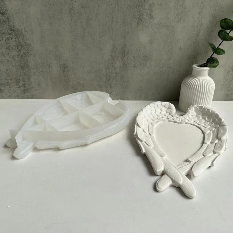 Wing Love-heart Silicone Mould Feather Dish Plaster Resin Mold  Drip Mould Crystal Epoxy Mold for  Craft