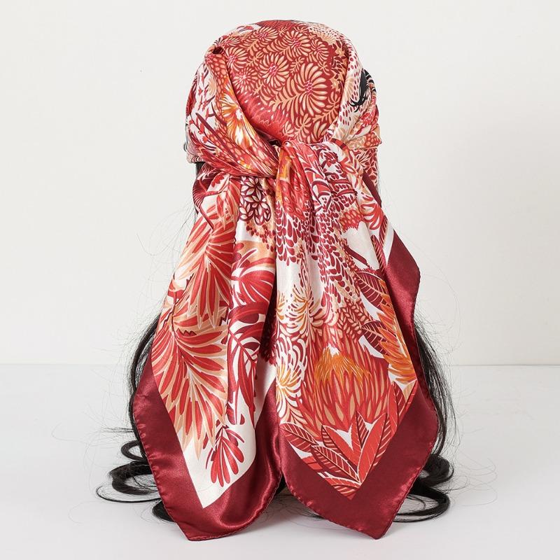 New cashew print silk scarf women's trend versatile shawl satin headscarf 90 square scarf scarf women