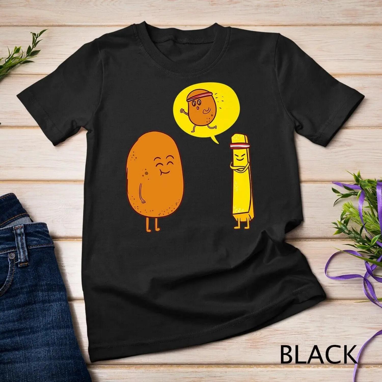 Funny Potato Wants To Do Sports Fun Fries Fastfood Premium T shirt S