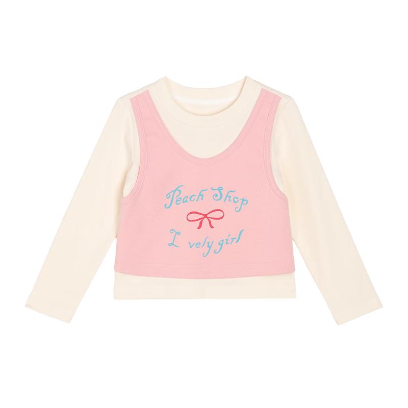 LUSON Little O Baby Girl s Sweet Faux Two-Piece Long Sleeve T-Shirt 110