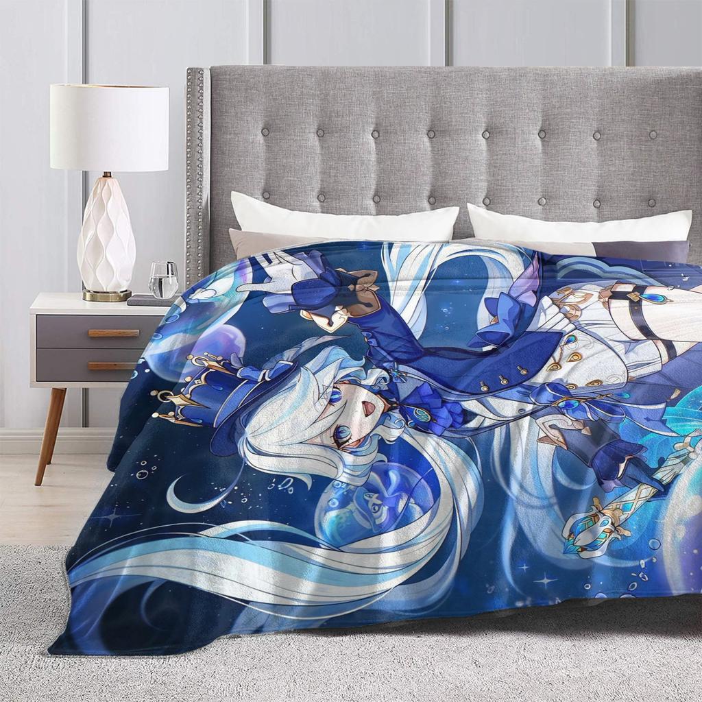 Furina Genshin Impact Spiel Decken Flanell Winter Multifunktion Ultra-Weiche Überwurfdecken für Sofa Reise Teppich Stück