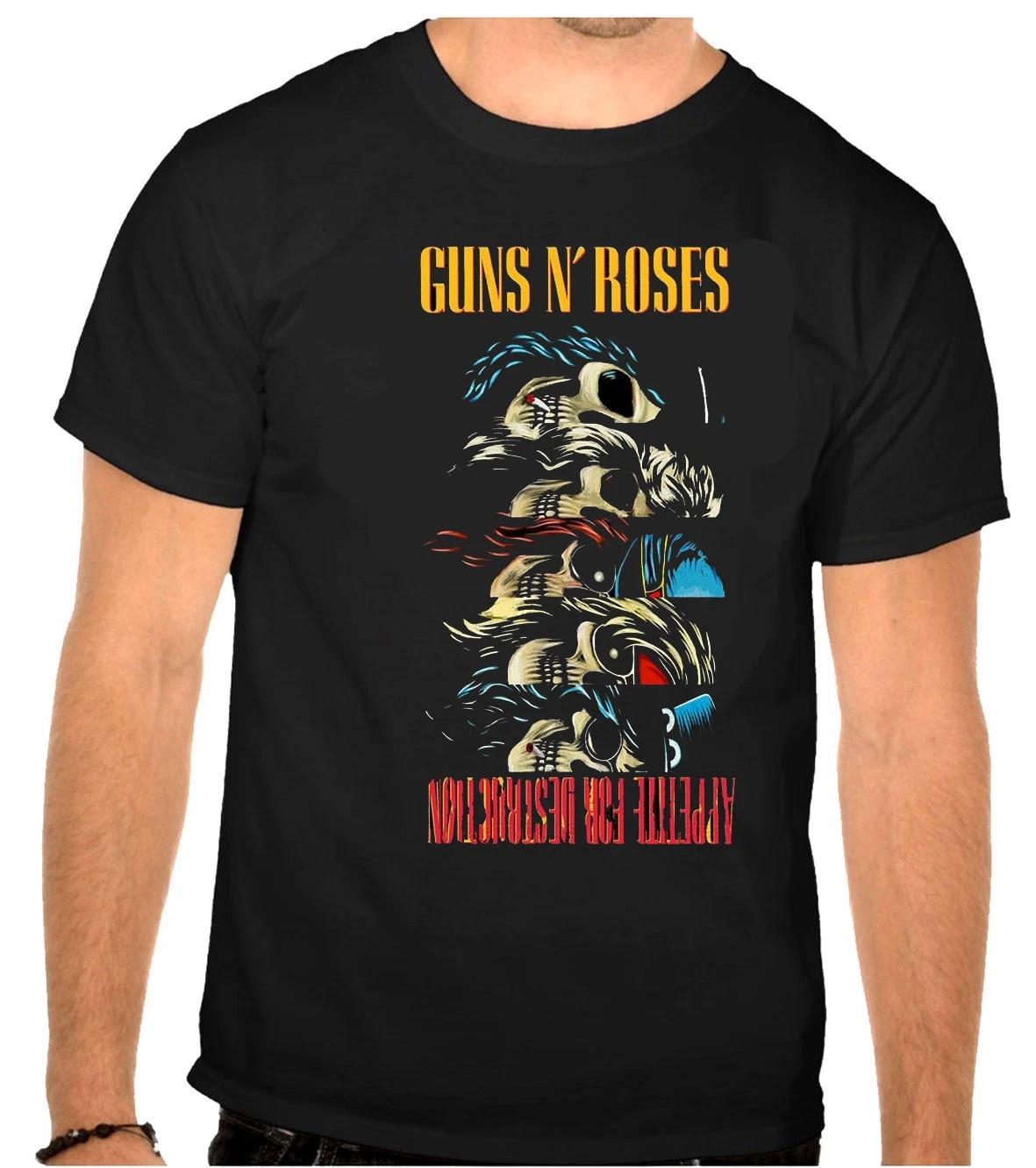 Guns and Roses Guns N Roses Rock Music Logo Black T-Shirt -1275 S