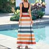 Ladies' striped printed summer casual and fashionable sleeveless long dress