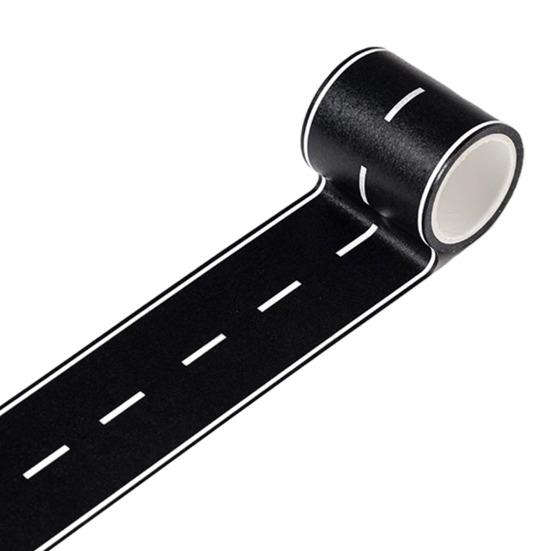 2 Rolls 19.4 Feet Road Bulletin Board Border Self-Adhesive Black Car Track Road Straight Die-Cut Rolled Border Trim for School Classroom Decoration
