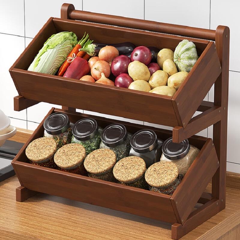 Miling 4-Tier Mid-century Bamboo Kitchen Trolley