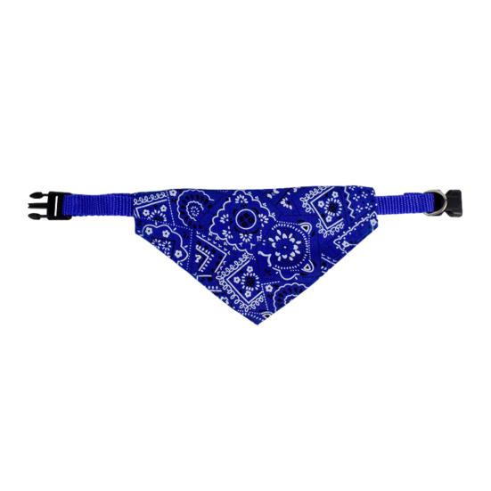 Dog Bandana Collar Paisley Pattern Dog Bandana with D-Ring No-Tie XS синий