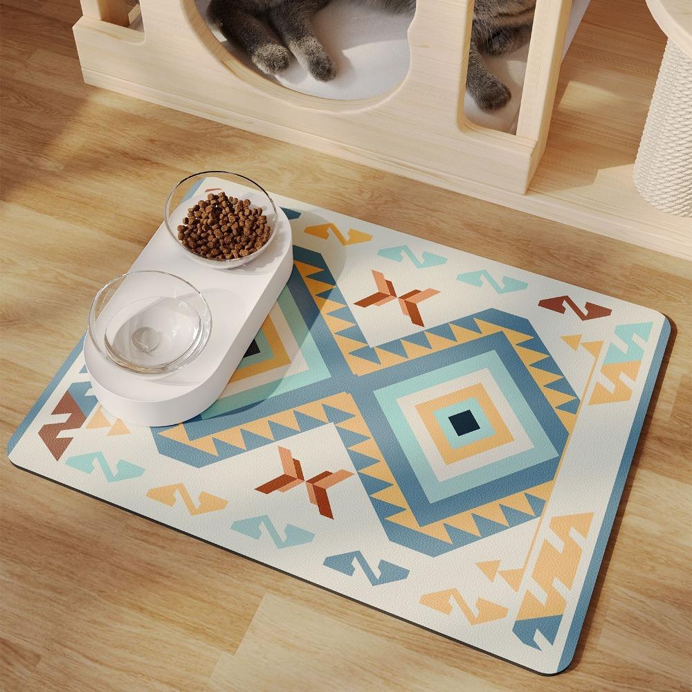 2pcs Pet Feeding Floor Mat Water-absorbing Cool and Non-slip Mat Special Wipe-free Pet Pad