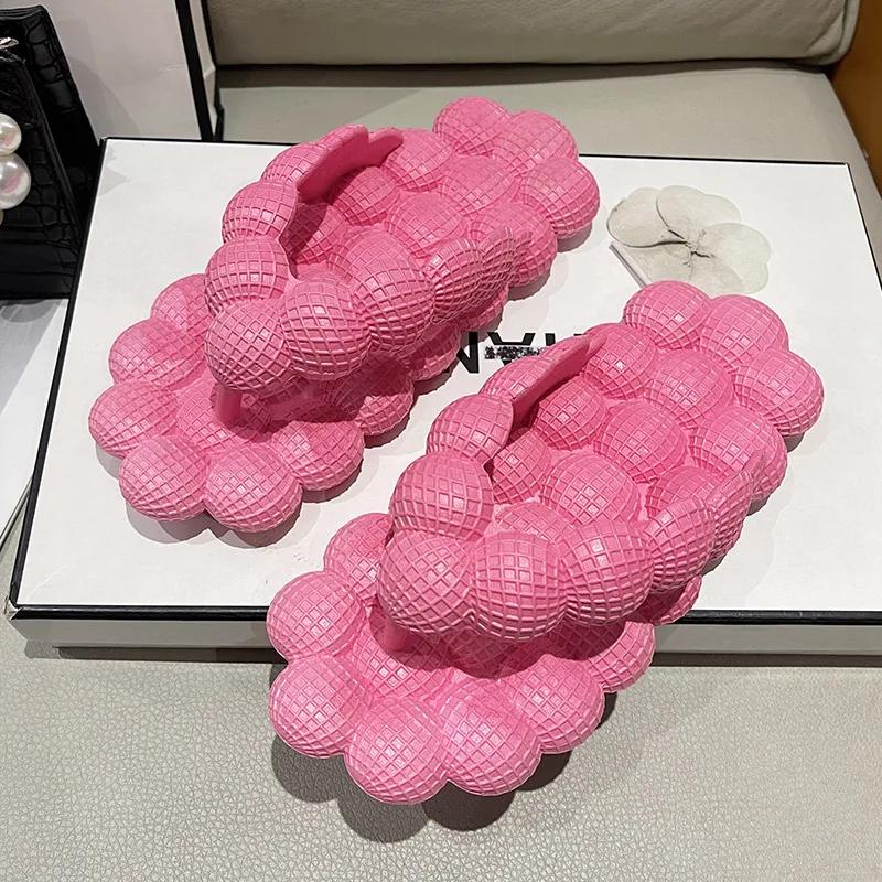 Fashion Women Bubble Slippers Leisure Eva Massage Bottom Flip Flops Super Soft Women's Sandals Non-Slip Beach Slides 2024