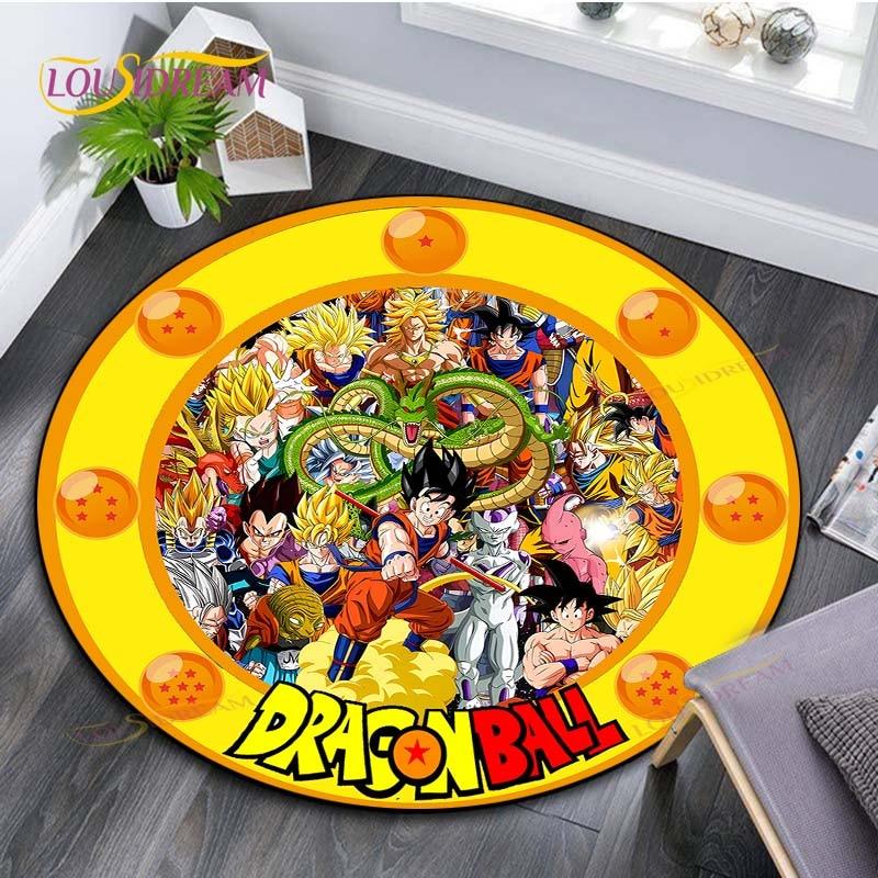 Runder Teppich für Wohnzimmer Teppiche Schlafzimmer Kinder Teppich Badezimmermatte 3D Dragon Ball Goku Druck Bodenmatte Kinderzimmer Teppich