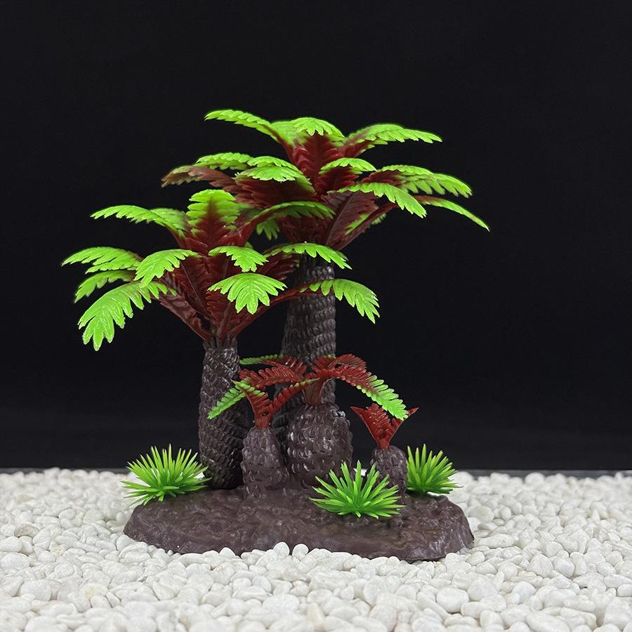 Aquarium Decor: Plastic Simulated Aquatic Plants & Coconut Tree Ornaments