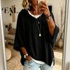 Women Winter Sweater Autumn Knit Pullover Sweater, Loose Fit Drawstring Hooded Casual 3/4 Sleeve Drop Shoulder Solid Color Long Tops