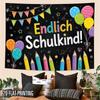 2D Flat, 1pc 1pcs School-Themed Tapestry Suitable for Home Decor - Colorful Balloons Pencils Chalkboard Banner, Horizontal Wall Hanging for Room, Grad