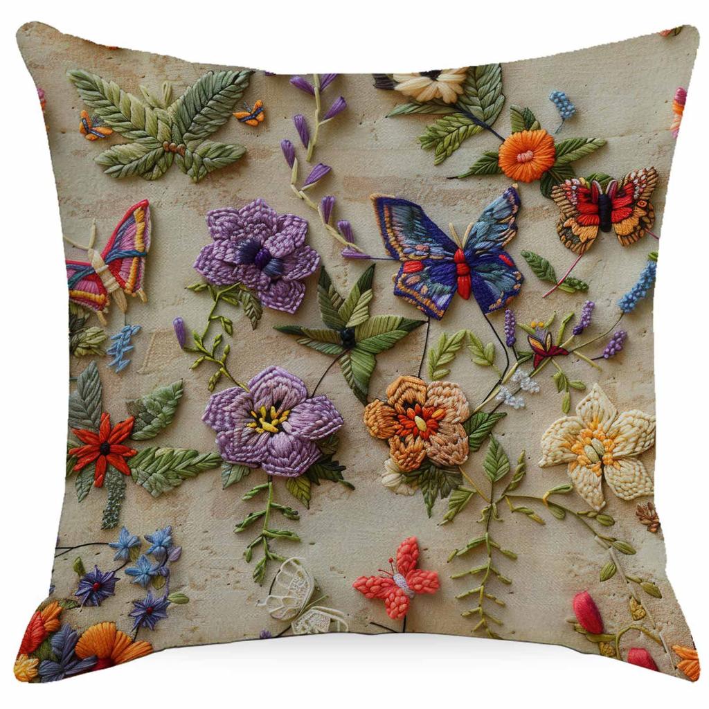New 3D Imitation Embroidered Floral Pillowcase Digital Printed Home Decoration Pillow Sofa Cushion Cover