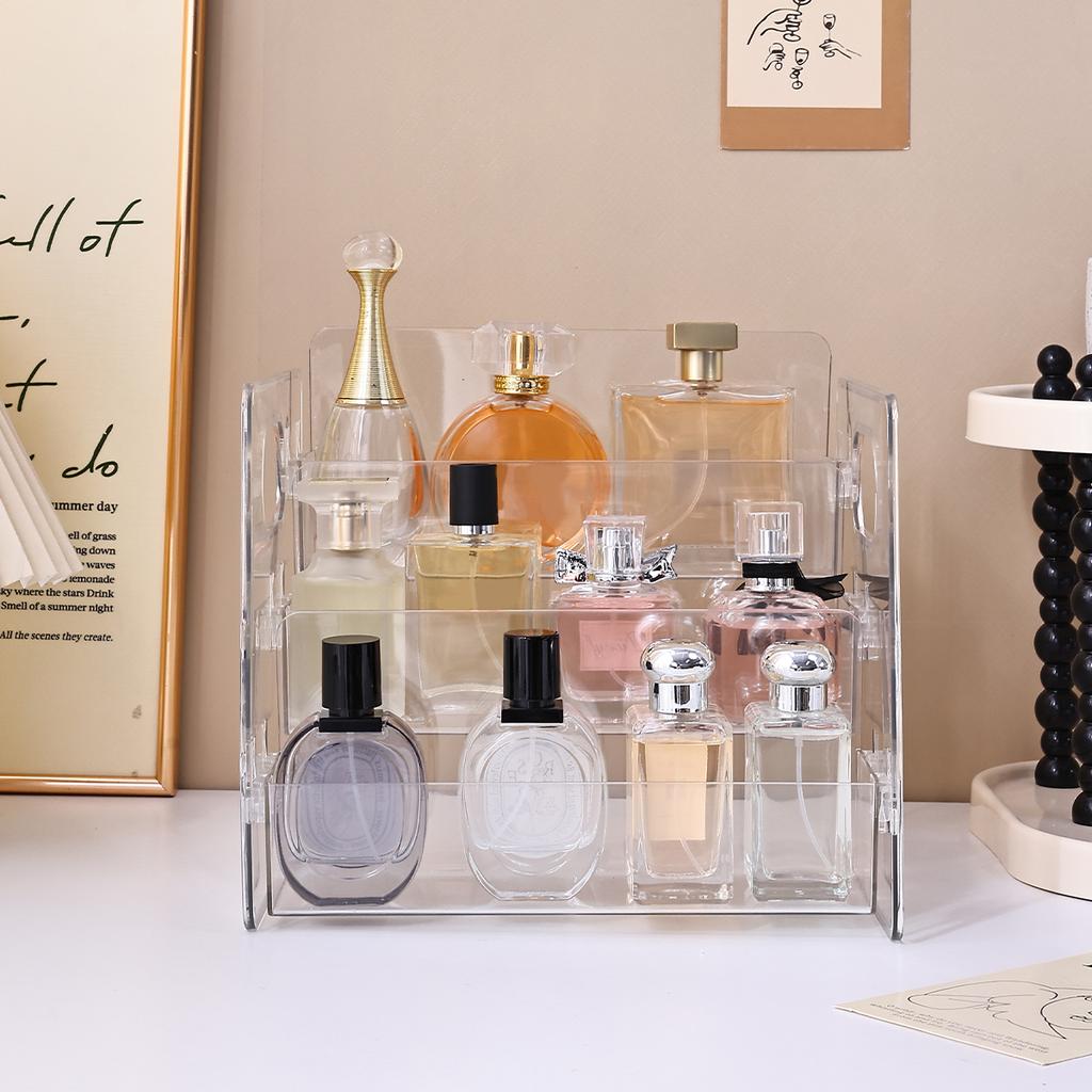 1pc 3-layer acrylic buckle perfume storage rack portable desktop perfume cosmetics display rack stepped dresser storage rack