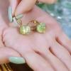 Premium Green Diamond Ball Opal Earrings Light Luxury Niche Design Ear Buckle Earrings New Trendy Earrings