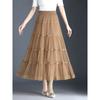 Mesh Half Skirt Autumn Half Skirt Lace Lace Long Skirt A-line Pleated Cake Skirt