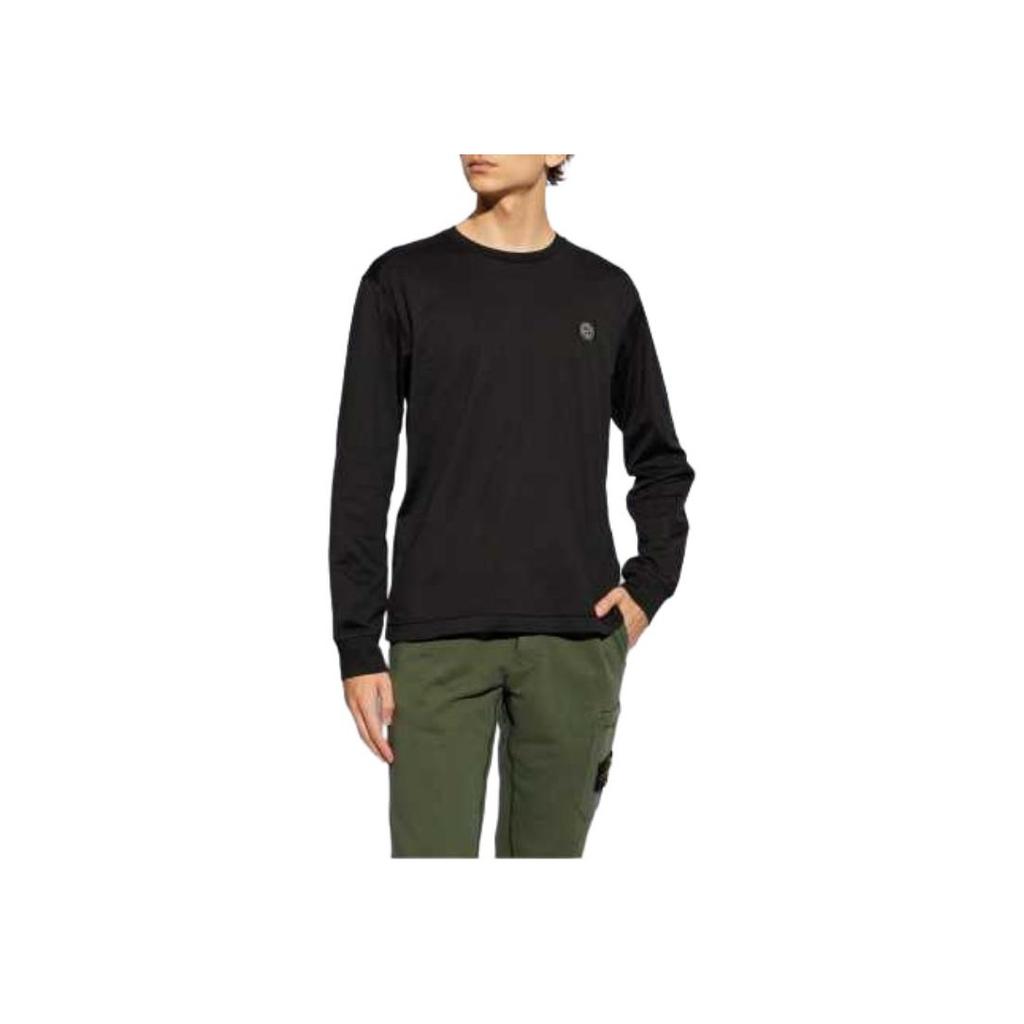 STONE ISLAND FW24 Logo Crew Neck Knit Long Sleeve Sweatshirt Men Sweatshirt Black 811522713-A0029