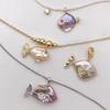 Ocean Pearl Pendant Necklace With Zircon Fish Charm For Women And Men