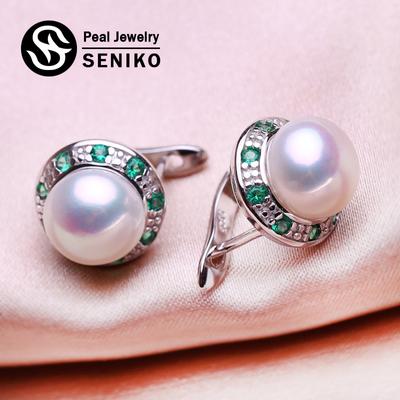 Orecchini di perle d'acqua dolce naturali da 8-9 mm Orecchini a clip con zirconi cubici di moda per regalo da donna