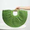 Casual Rattan Wicker Tote Bag Large Capacity Woven Designer Beach Bag Women's Straw Summer Half-moon Beach Handbag Shopper Tote