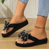 2024 Women's High-heeled Slippers Women's Summer Wild Bow Slippers Women's Beach Slippers Casual Beach Shoes Flip Flops