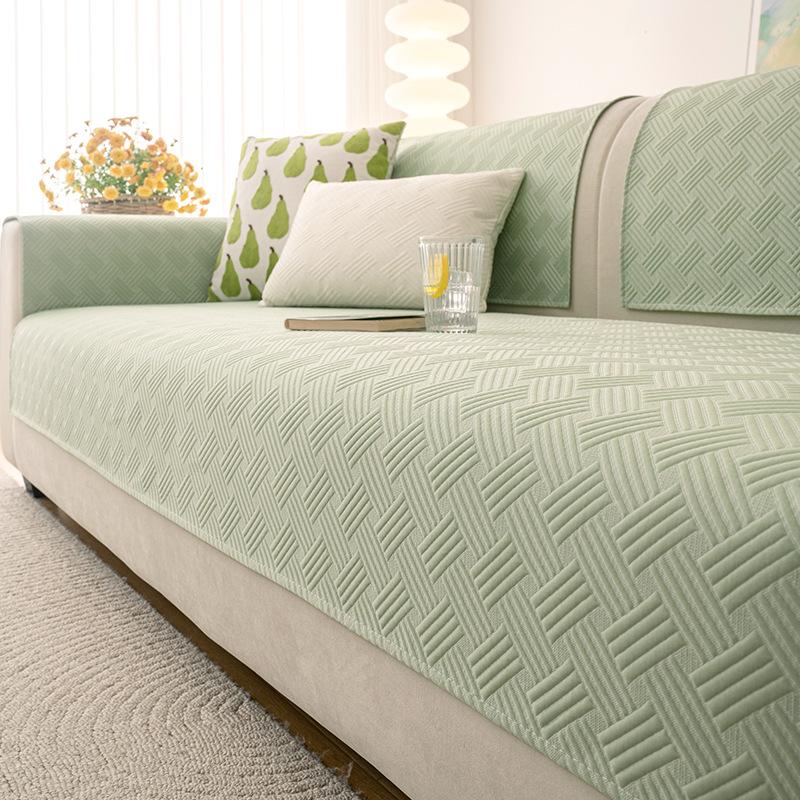 Cream Wind Ice Silk Sofa Cushion Summer 2025 New Mat Seat Cushion Fixed Non-slip Straight Row Summer Cover Towel