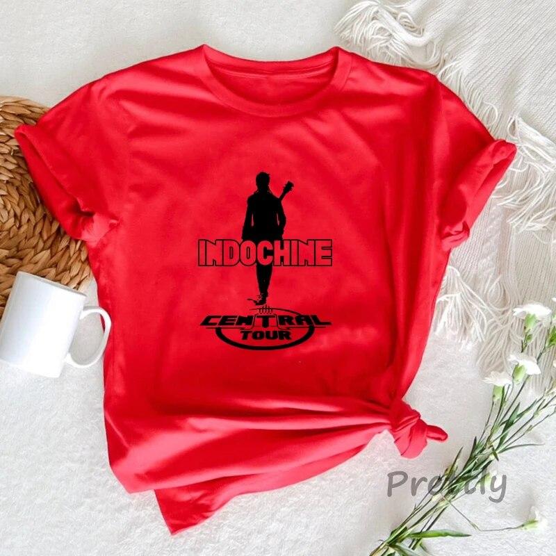 Indochine Central Tour Rock Band T Shirts Streetwear Frauen Sommer Kurzarm T-shirt Vintage Grafik Druck Frau Kleidung Unisex