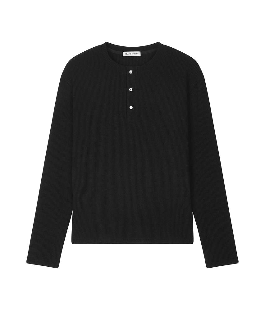 Lollingseutyudio Wool Henley Long Sleeve Black