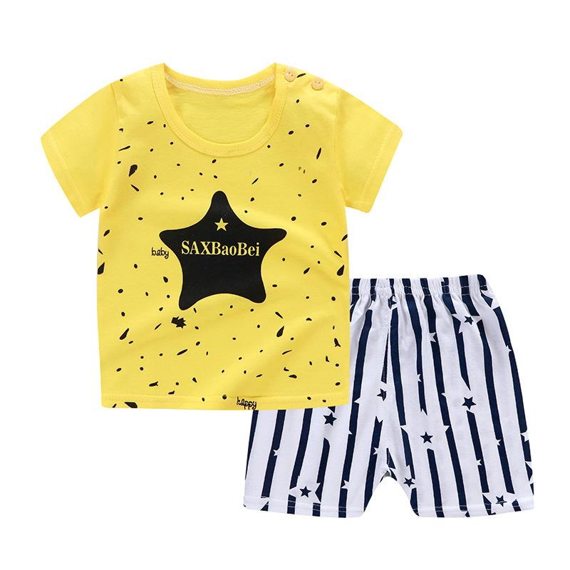 Cute Children Short-sleeved Suit Baby T-shirt Set Cotton Short-sleeved Shorts Kids Summer Children's Clothing