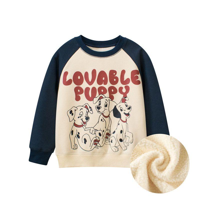 Children s Clothing Autumn and Winter Children and Teens Sweater Fleece-Lined Sweater Clothes Girls Dog Pullover Boys round Neck Fleece Top Dt 2029m Apricot/Noble Blue 150