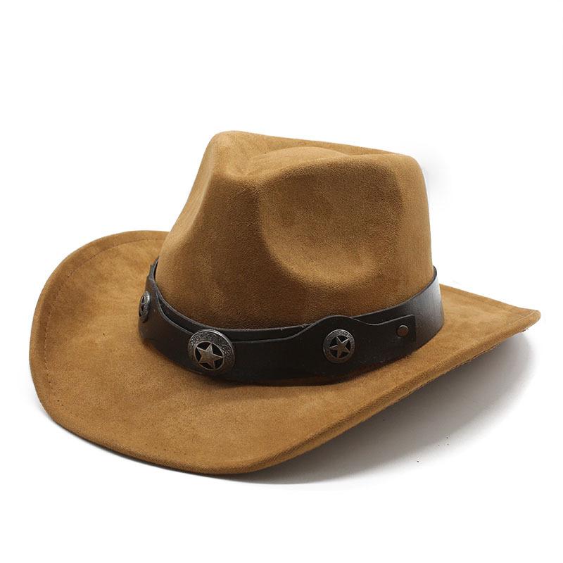 Wind Suede Retro Belt Buckle Upturned Edge Wide Brim Denim Hat Outdoor Thermal Shade Top Hat