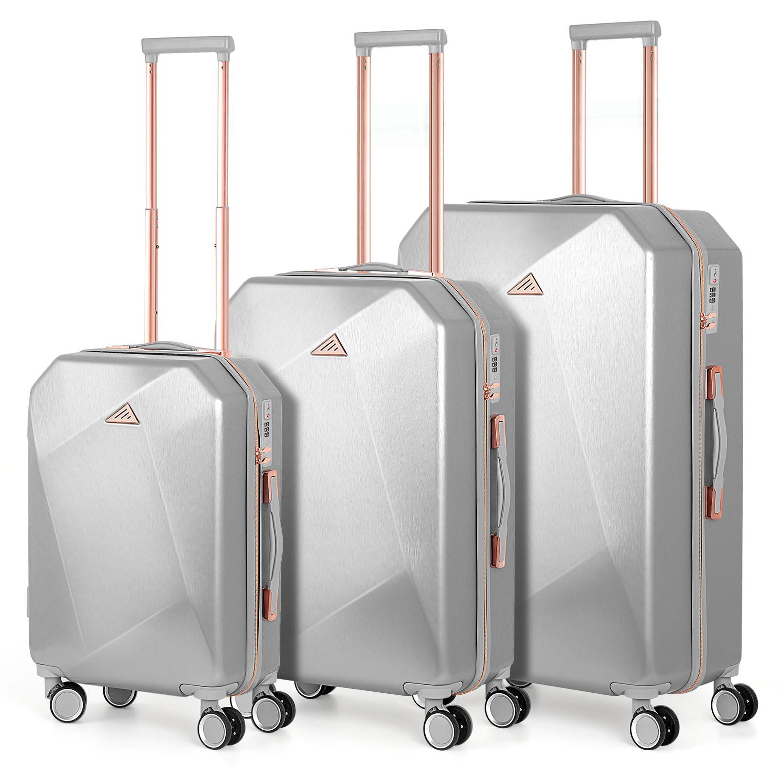 

3-Piece Softside Luggage Set with Spinner Wheels - Lightweight 20/24/28in Travel Suitcase for Airline Check-In & Trips серебряный