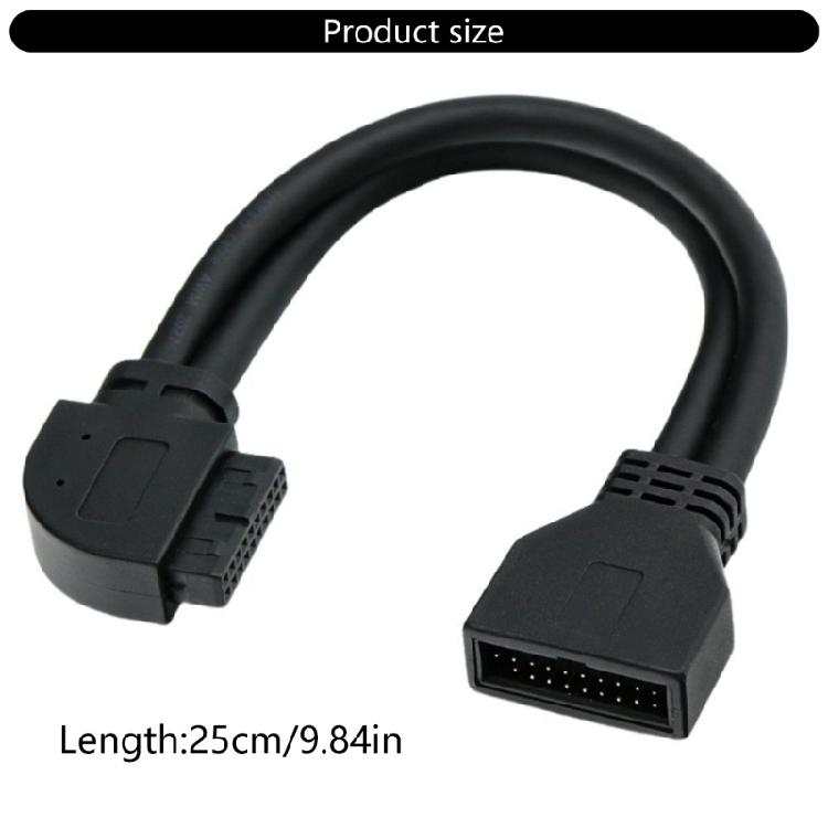Fast Speed USB3.0 Internal Cable 19Pin 20Pin Right Angled Connector Shielding Flexible PVC For Desktop Motherboards